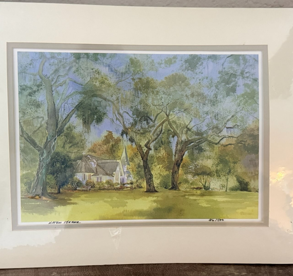 Karen Keene Braswell Signed Print Under the Canopy Christ Church St Simons GA